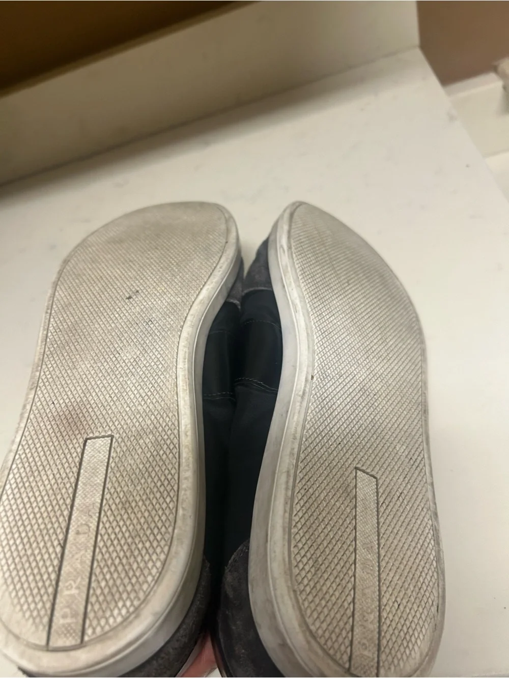 Men's Prada Black and Gray Suede-Trim Casual Sneakers